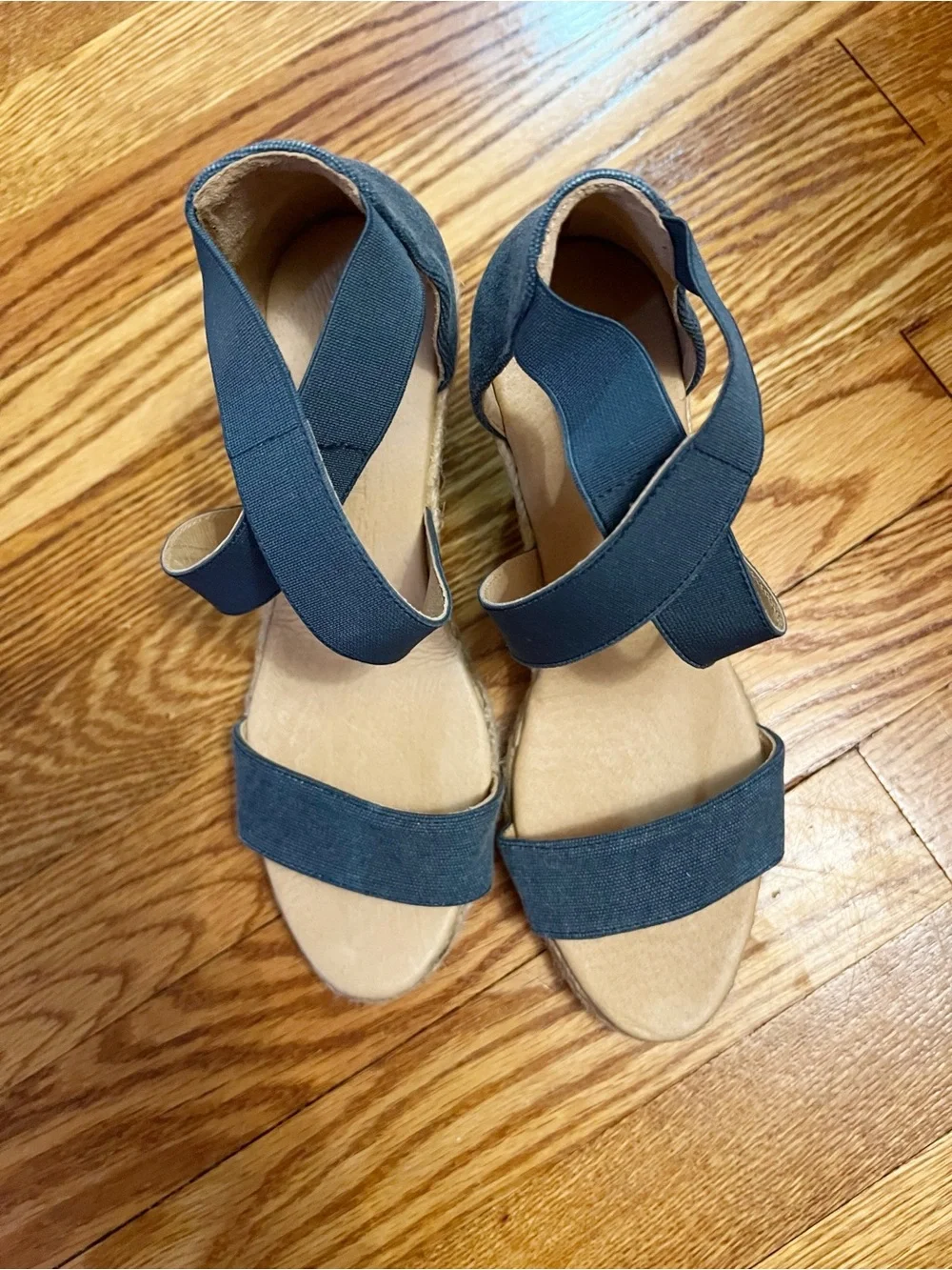 Cordani Enright Espadrille Wedge Sandals Womens 38 Blue Chambray Open Toe Shoe